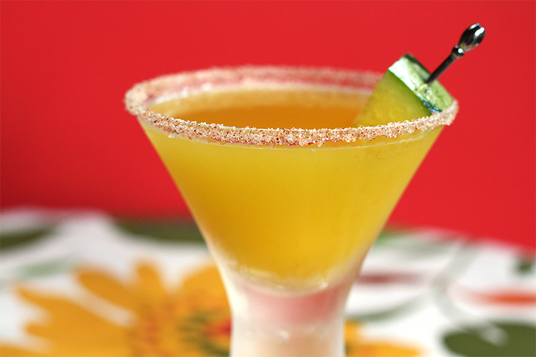 Yellow watermelon margarita with chipotle rim Food & Style