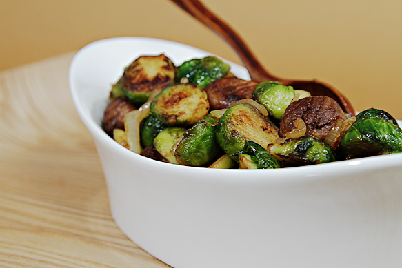 IMG_8143 Maple-glazed Brussles sprouts with chestnuts L Maple-glazed Brussels sprouts with chestnuts