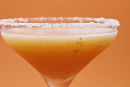 Nectarine margarita with fleur de sel rim