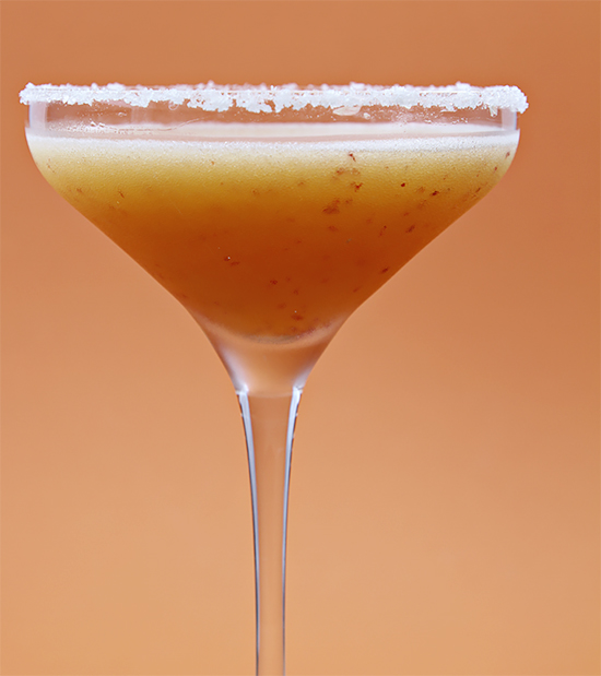 Nectarine margarita with fleur de sel rim