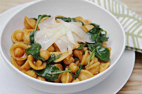 Orecchiette with Wilted Spinach-Chickpeas and Pimenton